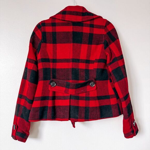 American Eagle Red Plaid Pea Coat Size XS - Picture 6 of 6